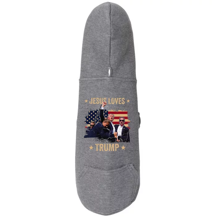 Jesus Loves Trump 2024 Donald Trump Rally 2024 Fist Doggie 3-End Fleece Hoodie