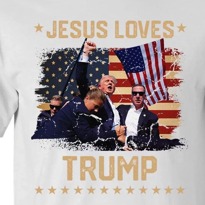 Jesus Loves Trump 2024 Fist Rally Trump Rally 2024 Tall T-Shirt