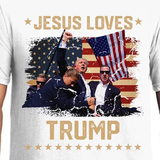 Jesus Loves Trump 2024 Fist Rally Trump Rally 2024 Pajama Set