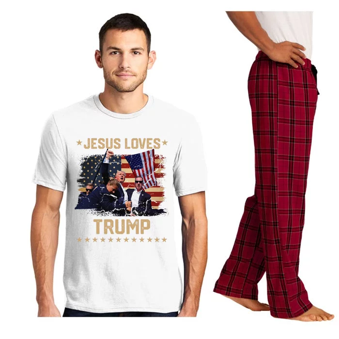 Jesus Loves Trump 2024 Fist Rally Trump Rally 2024 Pajama Set