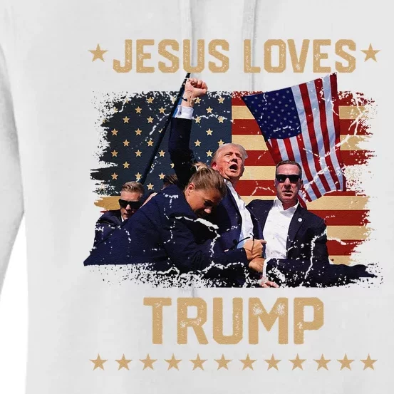 Jesus Loves Trump 2024 Fist Rally Trump Rally 2024 Women's Pullover Hoodie