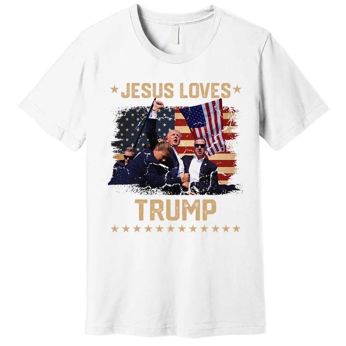 Jesus Loves Trump 2024 Fist Rally Trump Rally 2024 Premium T-Shirt