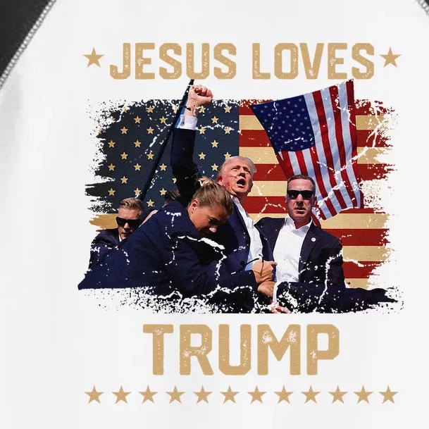 Jesus Loves Trump 2024 Fist Rally Trump Rally 2024 Toddler Fine Jersey T-Shirt