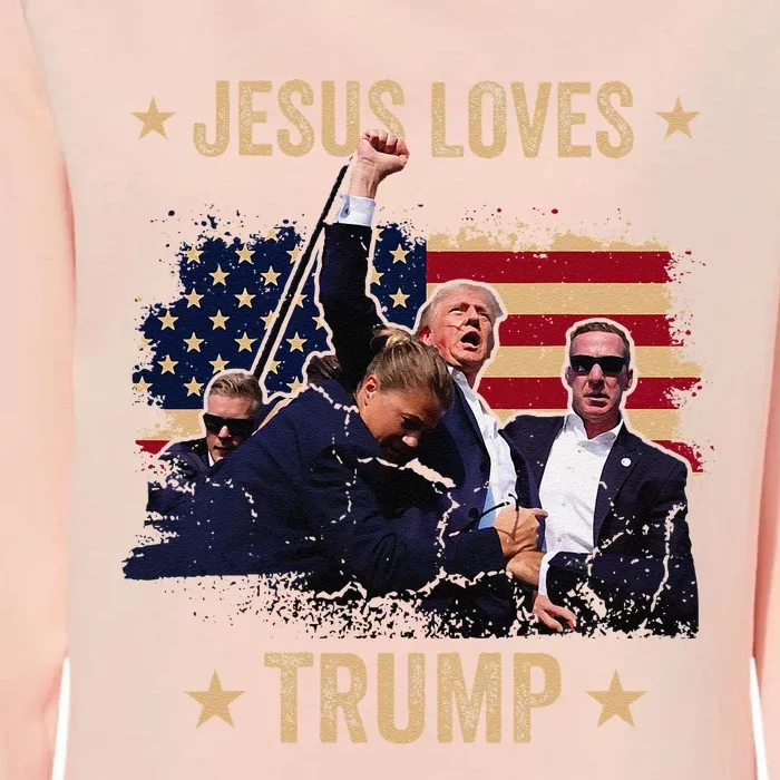 Jesus Loves Trump 2024 Donald Trump Rally 2024 Fist Womens California Wash Sweatshirt