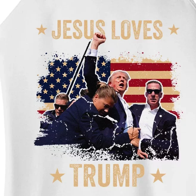 Jesus Loves Trump 2024 Donald Trump Rally 2024 Fist Women’s Perfect Tri Rocker Tank