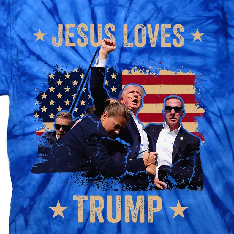 Jesus Loves Trump 2024 Donald Trump Rally 2024 Fist Tie-Dye T-Shirt