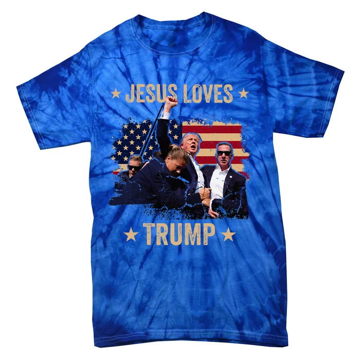 Jesus Loves Trump 2024 Donald Trump Rally 2024 Fist Tie-Dye T-Shirt