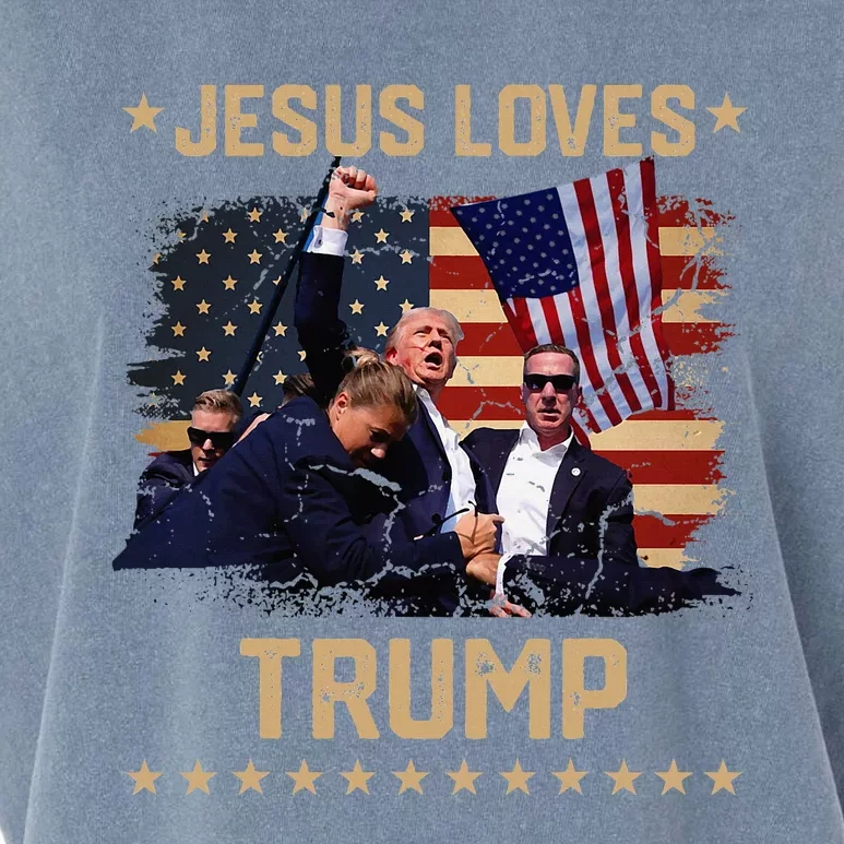 Jesus Loves Trump 2024 Fist Rally Trump Rally 2024 Garment-Dyed Women's Muscle Tee