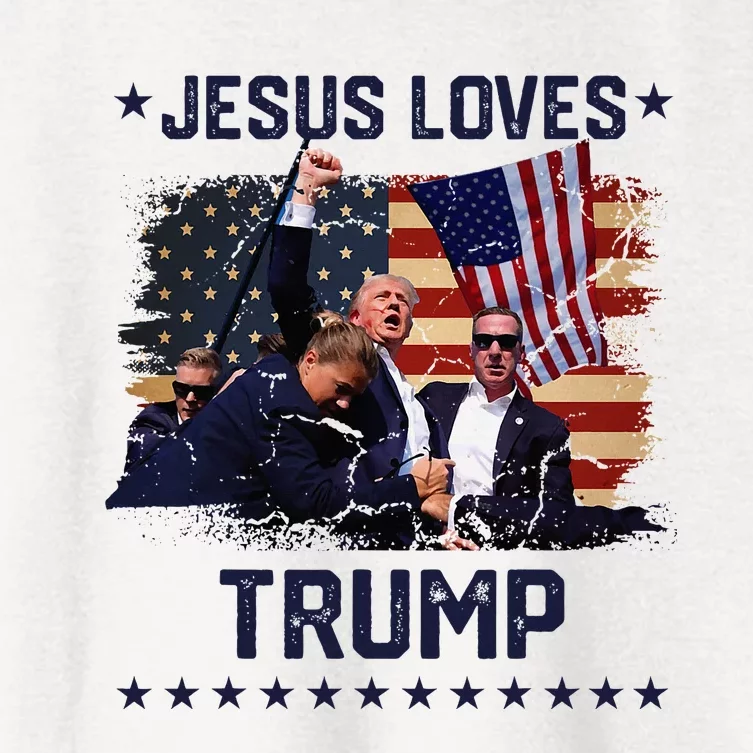 Jesus Loves Trump 2024 Fist Rally Trump Rally 2024 Women's Crop Top Tee