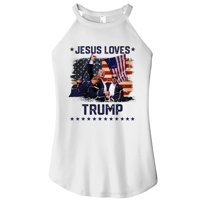 Jesus Loves Trump 2024 Fist Rally Trump Rally 2024 Women’s Perfect Tri Rocker Tank