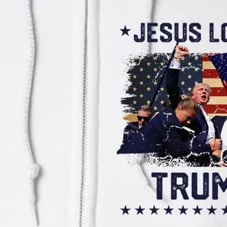 Jesus Loves Trump 2024 Fist Rally Trump Rally 2024 Full Zip Hoodie