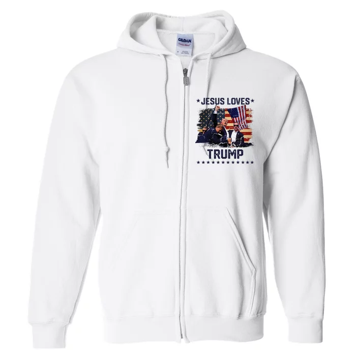 Jesus Loves Trump 2024 Fist Rally Trump Rally 2024 Full Zip Hoodie