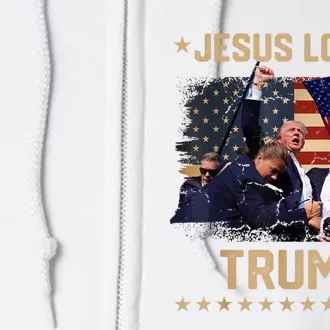 Jesus Loves Trump 2024 Donald Trump Rally 2024 Fist Full Zip Hoodie