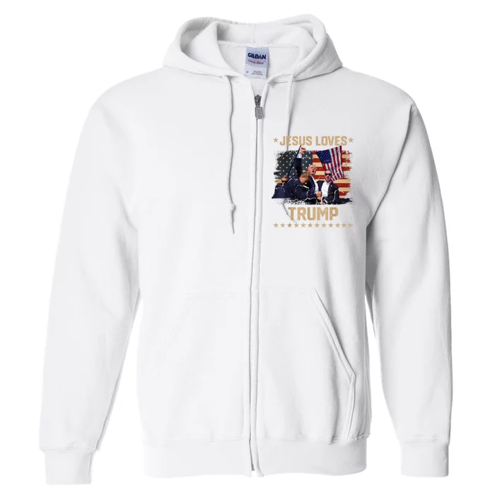 Jesus Loves Trump 2024 Donald Trump Rally 2024 Fist Full Zip Hoodie