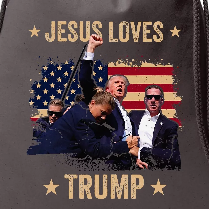 Jesus Loves Trump 2024 Donald Trump Rally 2024 Fist Drawstring Bag