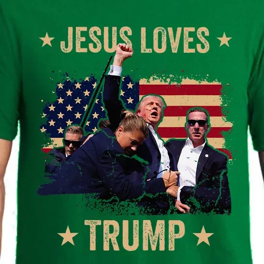 Jesus Loves Trump 2024 Donald Trump Rally 2024 Fist Pajama Set