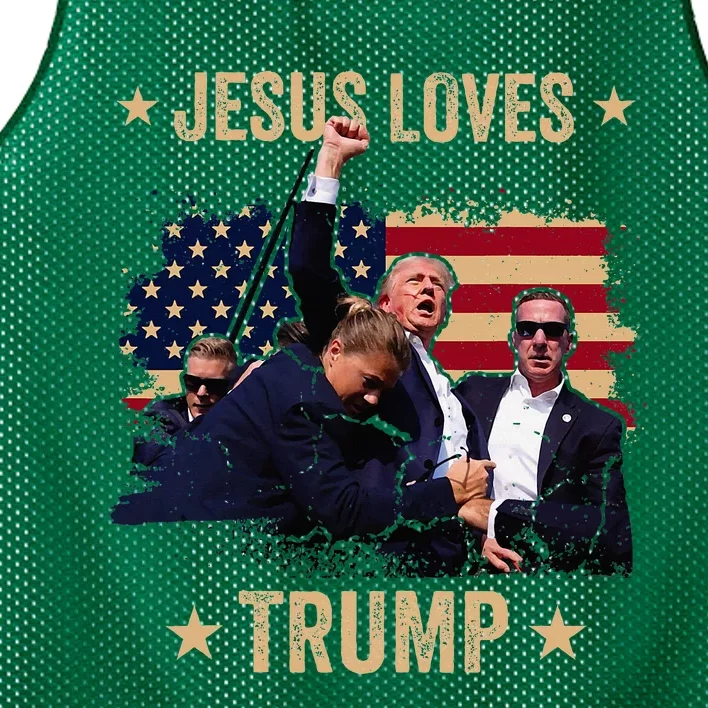 Jesus Loves Trump 2024 Donald Trump Rally 2024 Fist Mesh Reversible Basketball Jersey Tank