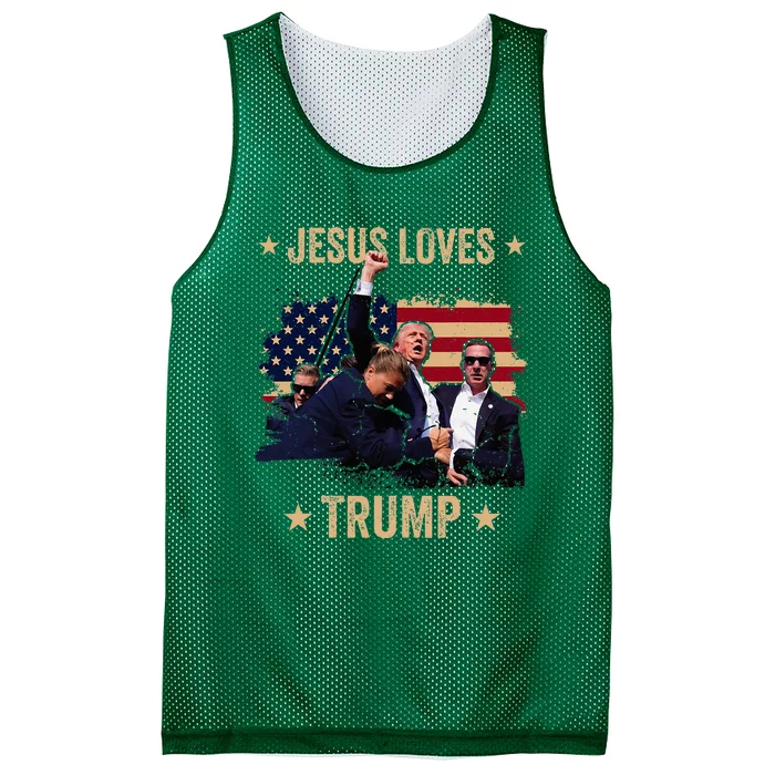 Jesus Loves Trump 2024 Donald Trump Rally 2024 Fist Mesh Reversible Basketball Jersey Tank