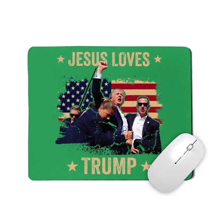 Jesus Loves Trump 2024 Donald Trump Rally 2024 Fist Mousepad