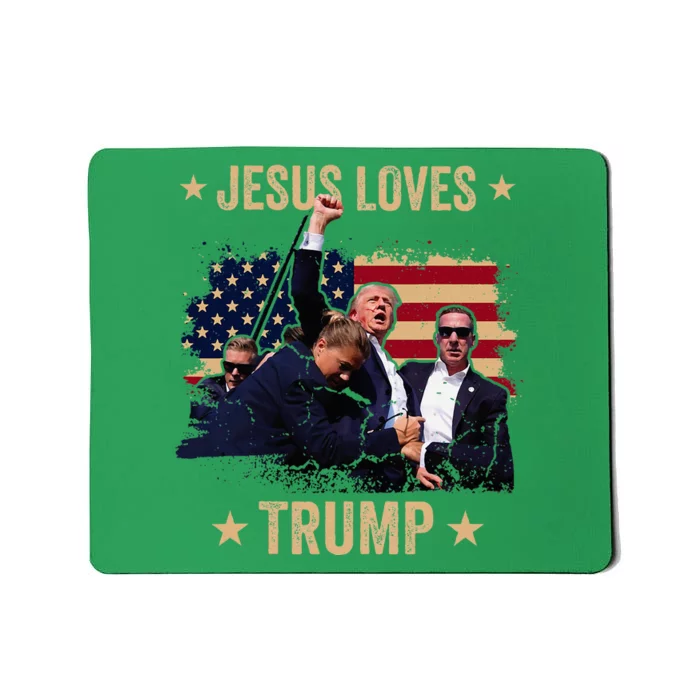 Jesus Loves Trump 2024 Donald Trump Rally 2024 Fist Mousepad