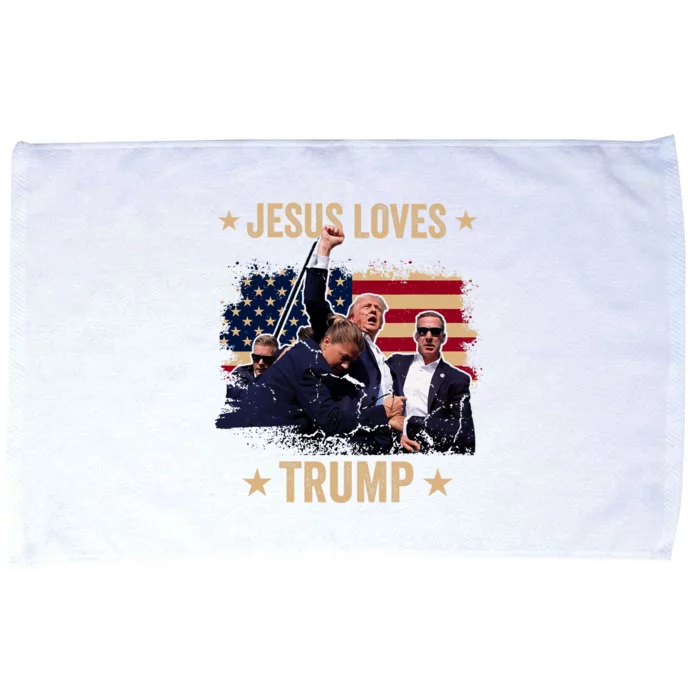 Jesus Loves Trump 2024 Donald Trump Rally 2024 Fist Microfiber Hand Towel