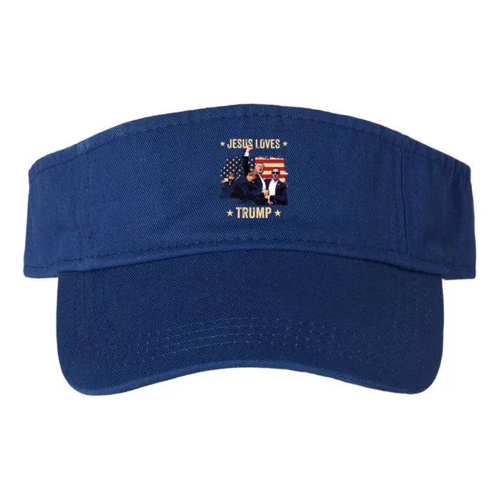 Jesus Loves Trump 2024 Donald Trump Rally 2024 Fist Valucap Bio-Washed Visor