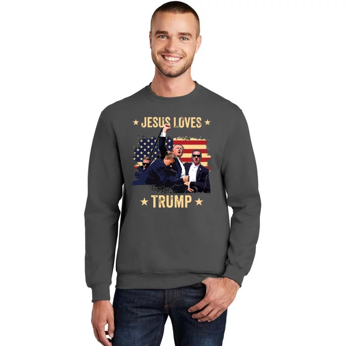 Jesus Loves Trump 2024 Donald Trump Rally 2024 Fist Tall Sweatshirt