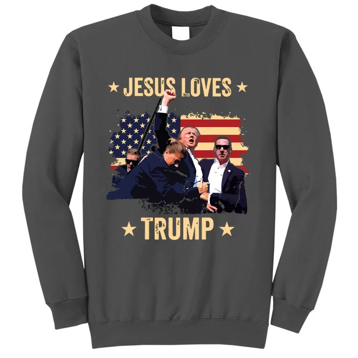 Jesus Loves Trump 2024 Donald Trump Rally 2024 Fist Tall Sweatshirt