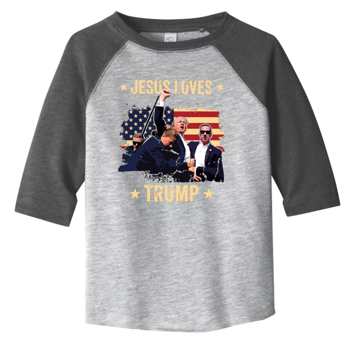 Jesus Loves Trump 2024 Donald Trump Rally 2024 Fist Toddler Fine Jersey T-Shirt