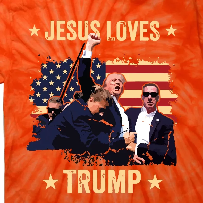 Jesus Loves Trump 2024 Donald Trump Rally 2024 Fist Tie-Dye T-Shirt