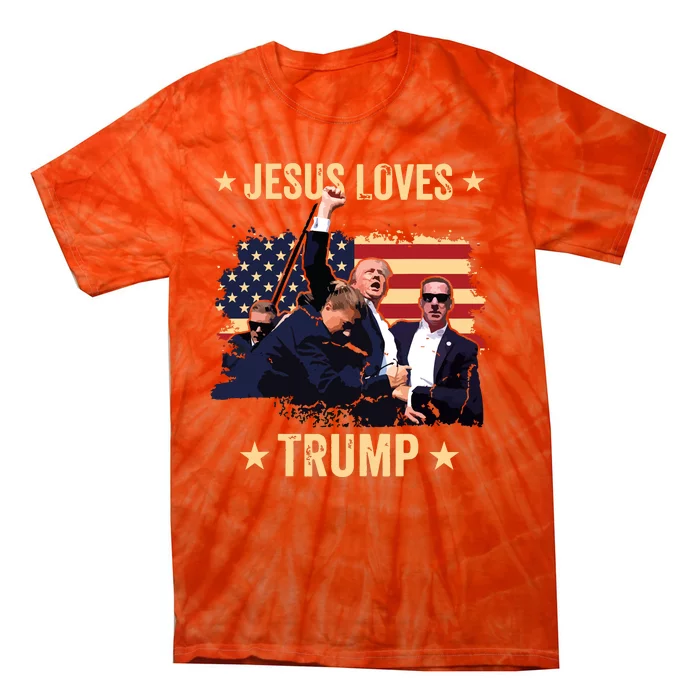 Jesus Loves Trump 2024 Donald Trump Rally 2024 Fist Tie-Dye T-Shirt