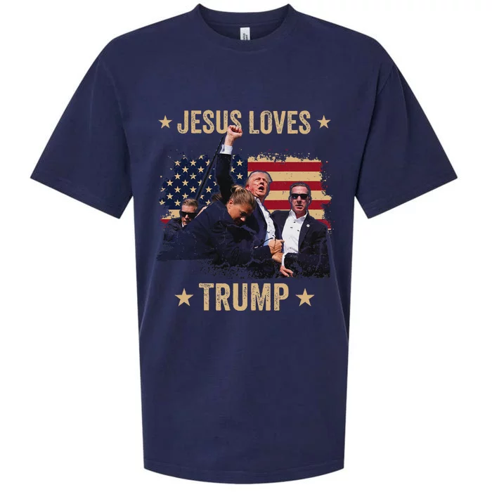 Jesus Loves Trump 2024 Rally Support Sueded Cloud Jersey T-Shirt