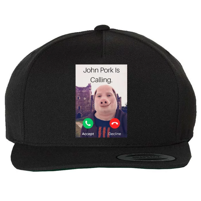 John Pork Is Calling Fuuny Answer Call Phone Wool Snapback Cap