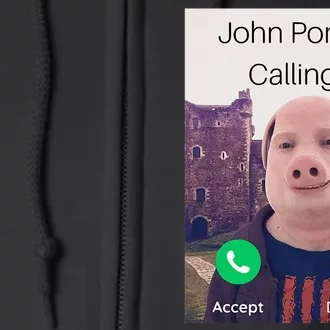 John Pork Is Calling Fuuny Answer Call Phone Full Zip Hoodie