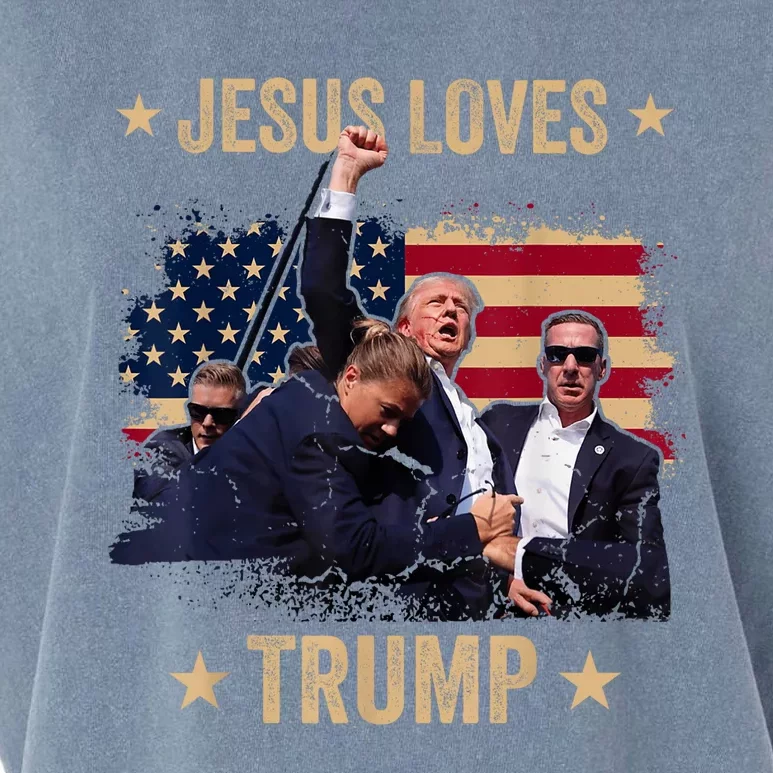 Jesus Loves Trump 2024 Donald Trump Rally 2024 Fist Garment-Dyed Women's Muscle Tee