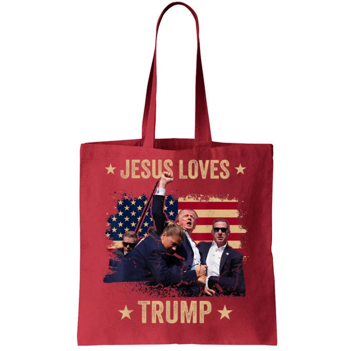 Jesus Loves Trump 2024 Donald Trump Rally 2024 Fist Tote Bag