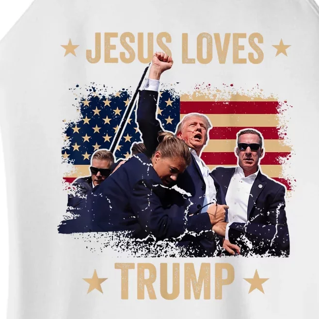 Jesus Loves Trump 2024 Donald Trump Rally 2024 Fist Women’s Perfect Tri Rocker Tank