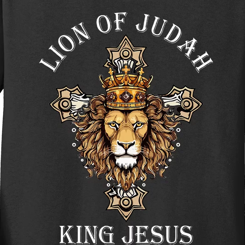 Jesus Lion The Lion Of Judah Revelations 5 Kids Long Sleeve Shirt