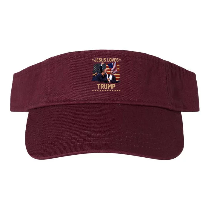 Jesus Loves Trump 2024 Fist Rally Trump Rally 2024 Valucap Bio-Washed Visor