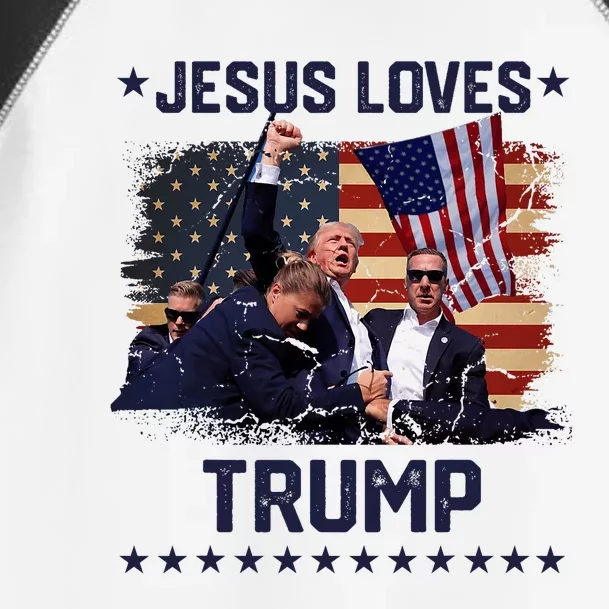 Jesus Loves Trump 2024 Trump Rally 2024 Toddler Fine Jersey T-Shirt