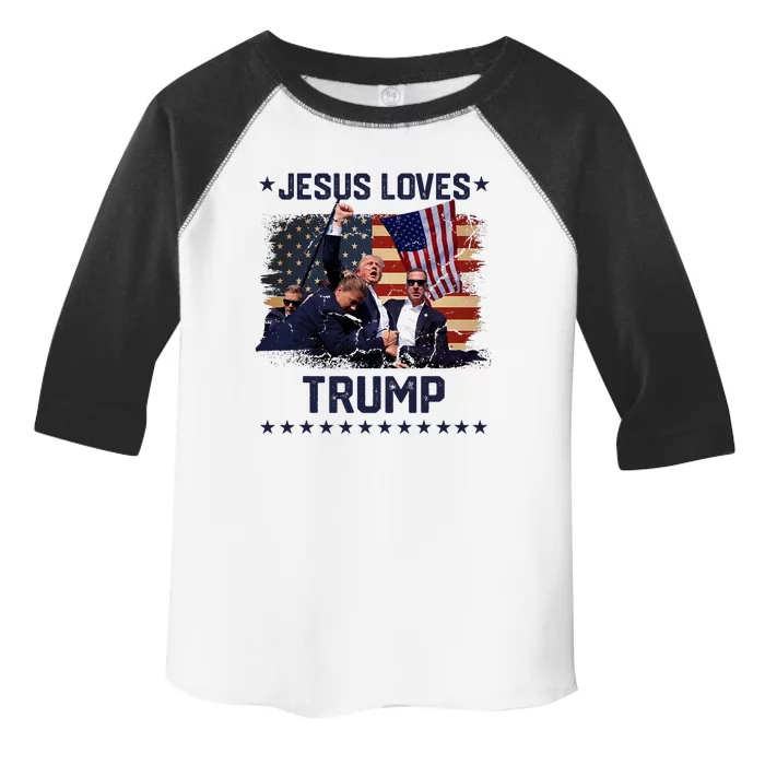 Jesus Loves Trump 2024 Trump Rally 2024 Toddler Fine Jersey T-Shirt