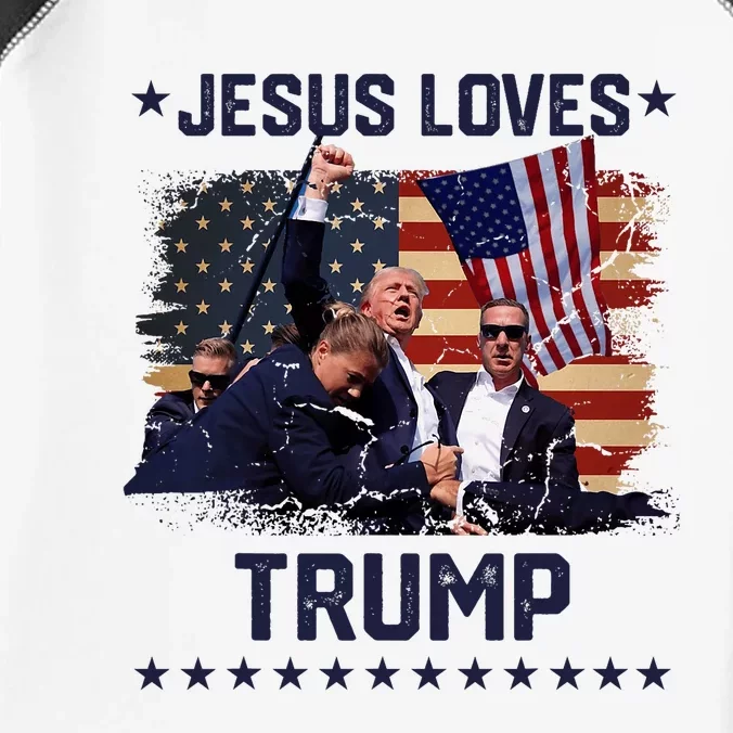 Jesus Loves Trump 2024 Trump Rally 2024 Infant Baby Jersey Bodysuit