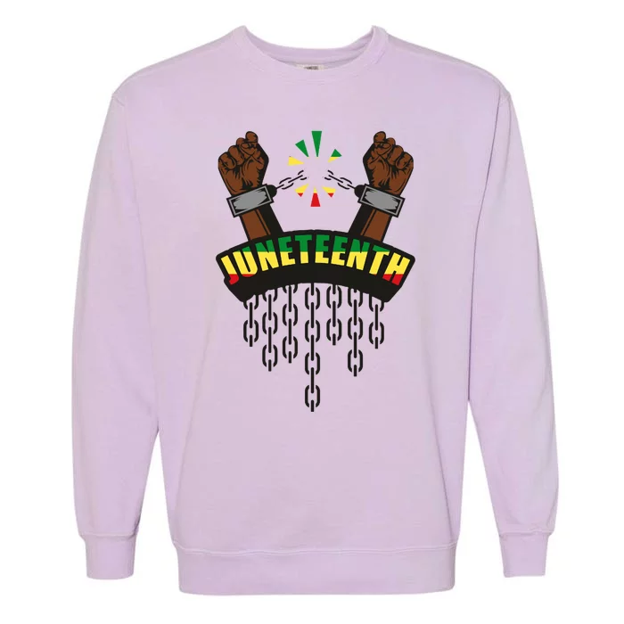 Juneteenth Locked Up Hands Freedom Garment-Dyed Sweatshirt