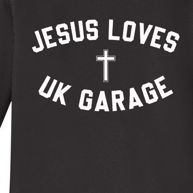 Jesus Loves Uk Garage Crucifix Baby Long Sleeve Bodysuit