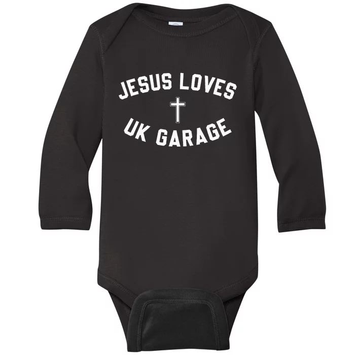 Jesus Loves Uk Garage Crucifix Baby Long Sleeve Bodysuit