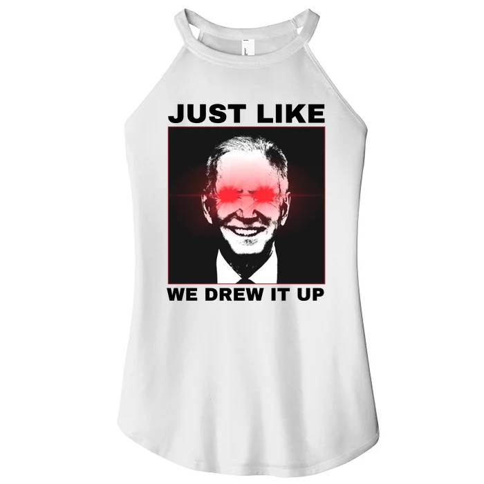 Just Like We Drew It Up Funny Sarcastic Joe Biden Women’s Perfect Tri Rocker Tank