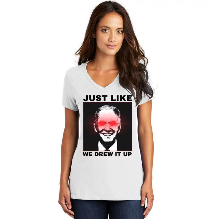 Just Like We Drew It Up Funny Sarcastic Joe Biden Women's V-Neck T-Shirt