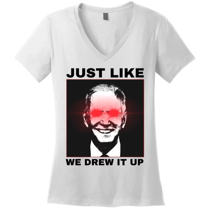 Just Like We Drew It Up Funny Sarcastic Joe Biden Women's V-Neck T-Shirt