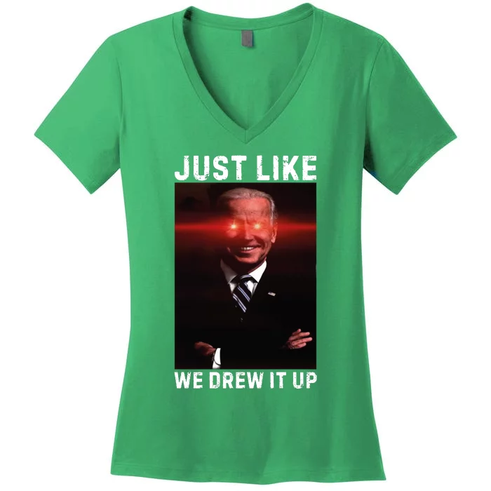 Just Like We Drew It Up Funny Sarcastic Joe Biden Women's V-Neck T-Shirt