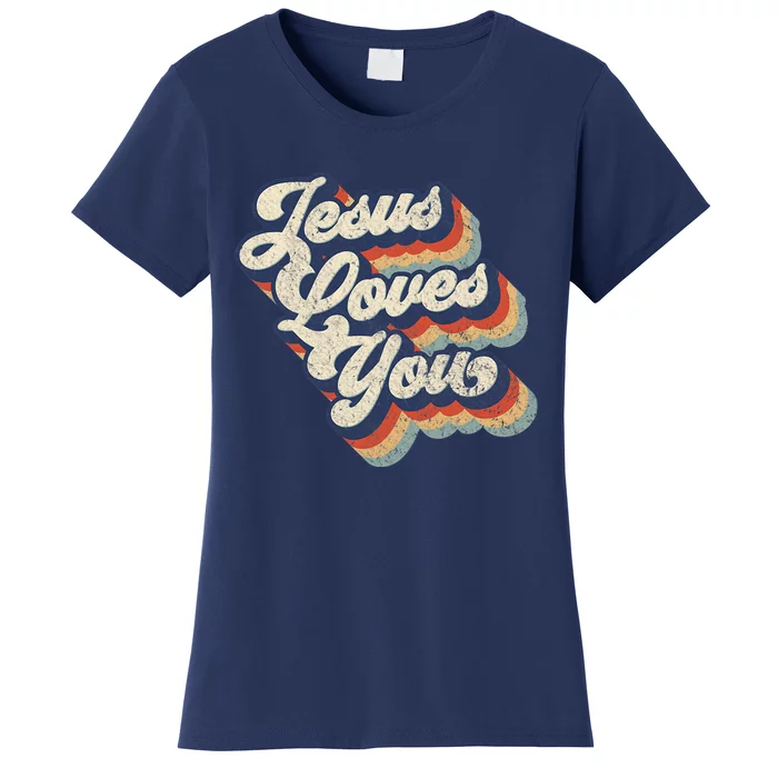 Jesus Loves You Retro Vintage Style Graphic Design Womens Women's T-Shirt